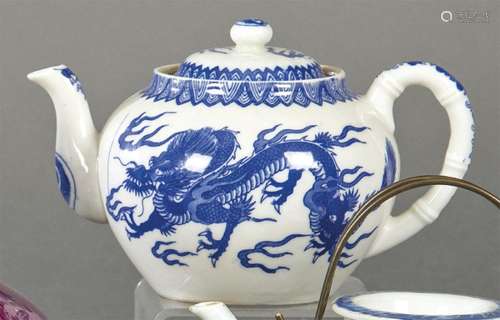 Blue and white Chinese porcelain teapot, Qing Dynasty ff. S....