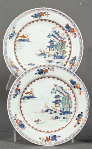 Pair of Imari-type Indian Company plates, Qing Dynasty, Qian...