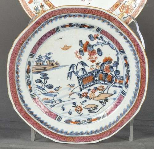 Polygonal plate, porcelain from the Compania de Indias with ...