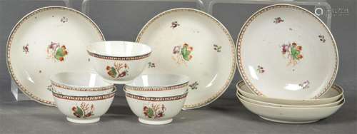 Five bowls and six porcelain plates from the Compañía de Ind...