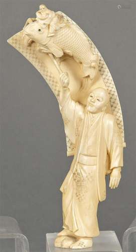 Man with Carp carved in ivory, Japan Meiji period (1868-1912...