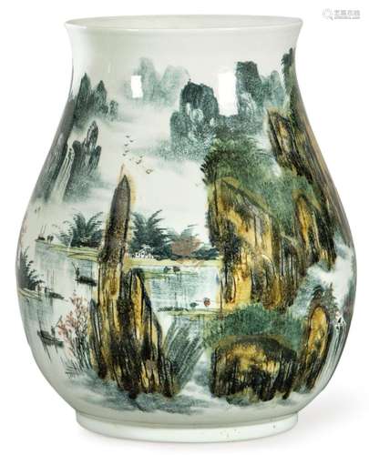 Large Chinese porcelain vase with Green Family enamels, 20th...