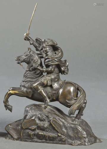 Napoleon on Horseback in patinated bronze following the mode...