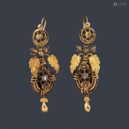Alfonsino earrings with rose cut diamonds and blac…