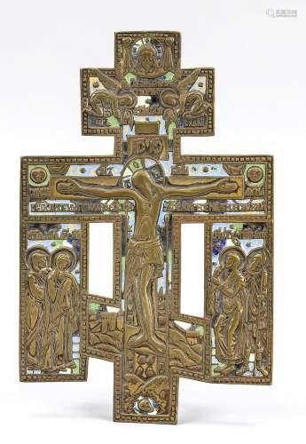 Croix de poutre/icône orthodoxe, Russie, XIXe siècle, bronze...