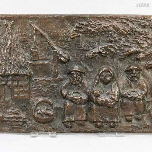 Relief en bronze, Allemagne, 2ème moitié du 20ème siècle, 3 ...