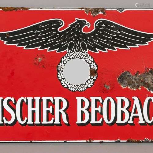 Enseigne en émail ''Völkischer Beobachter'' avec Reichsadler...