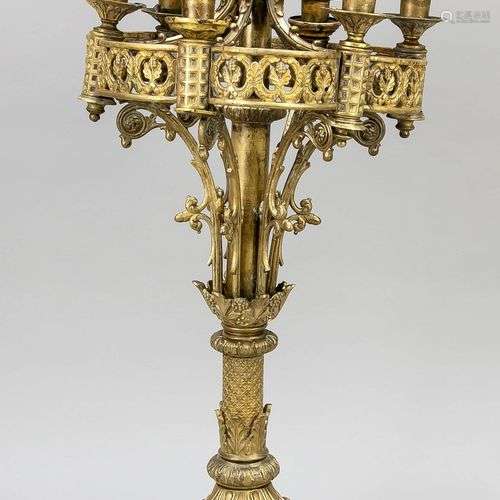 Grand chandelier d'autel, fin XIXe siècle, en bronze avec do...