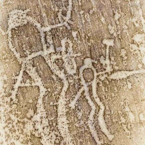 2 Frottages d'une gravure rupestre de l'âge du bronze sur pa...