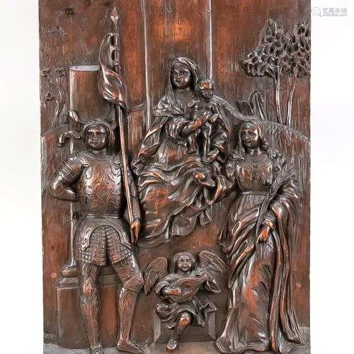 Sculpture sur bois, début du 20e siècle, Marie avec enfant, ...