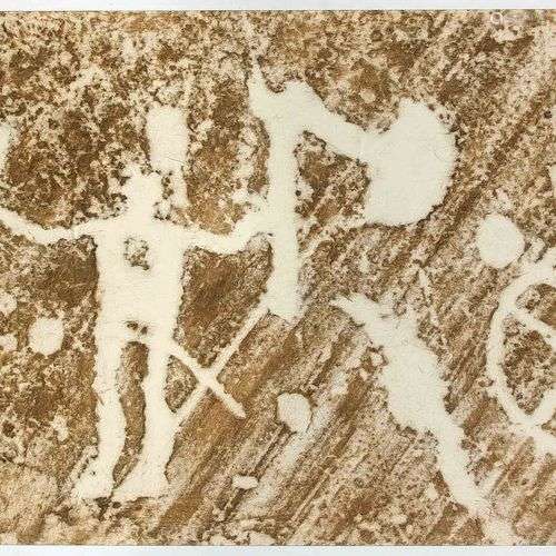 Frottage d'une gravure rupestre de l'âge du bronze sur parch...