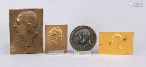 4 plaques en métal avec des hommes politiques, Allemagne et ...