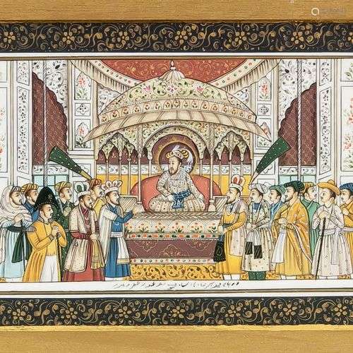 Peinture miniature, Inde, 20e siècle, polychrome et or sur p...