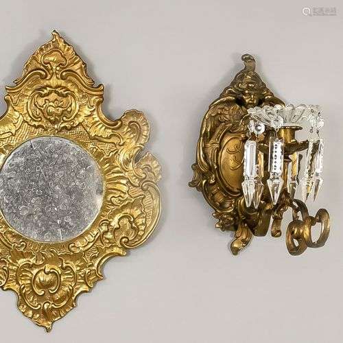 Chandelier et miroir, fin XIXe siècle, en bronze avec dorure...