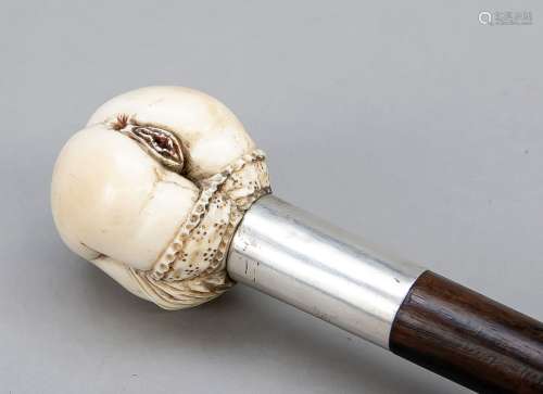 Canne de marche avec pommeau érotique en ivoire, vers 1900, ...