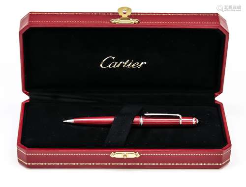 Stylo à bille Cartier, 2e moitié du 20e siècle, boîtier roug...