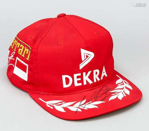 Casquette rouge Ferrari/Dekra, 20ème siècle, signée Michael ...