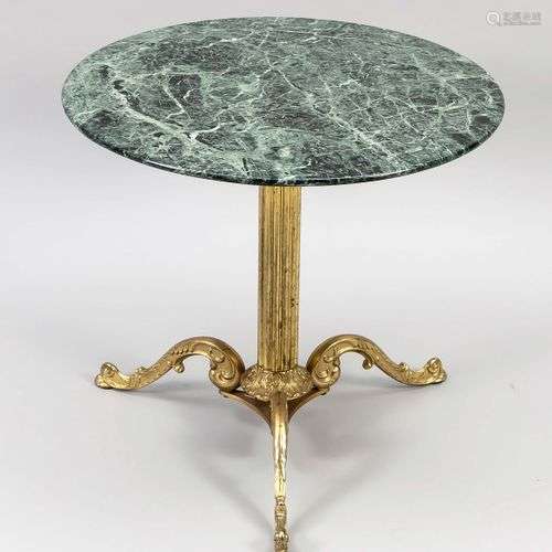 Table d'appoint ronde, 20e siècle, tige de colonne dorée sur...