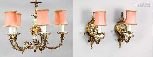 Ensemble de lampes, fin du XIXe siècle. Bronze avec dorure r...