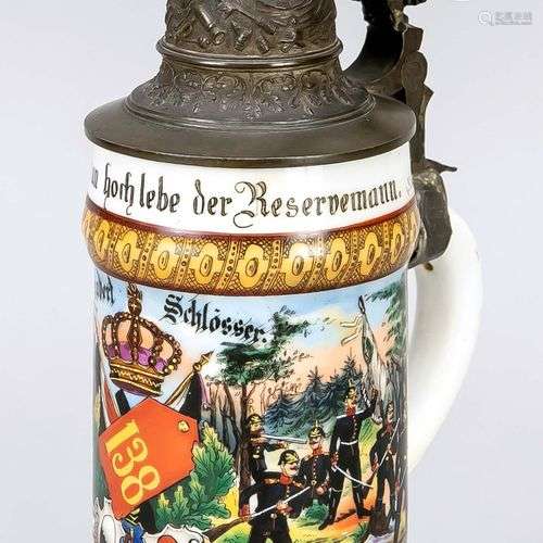 Cruche de réserviste, Allemagne, vers 1900. Régiment d'infan...