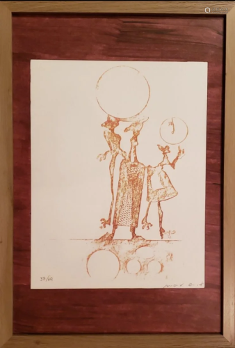 MAX ERNST ETCHING ON PAPER