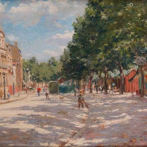 ALEXANDRE JACOB (1876-1972) Rue animée Huile sur toile, sign...