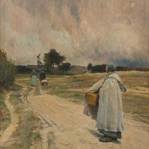 FRANS VAN LEEMPUTTEN (1850-1914) ÉCOLE BELGE Sur le chemin d...