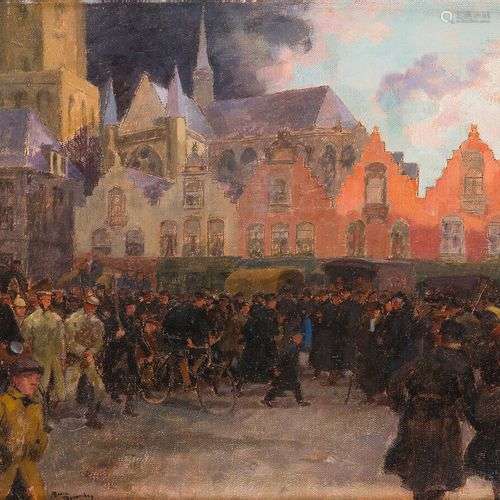 ANDRE DEVAMBEZ (1867-1943) La place Huile sur toile, signée ...