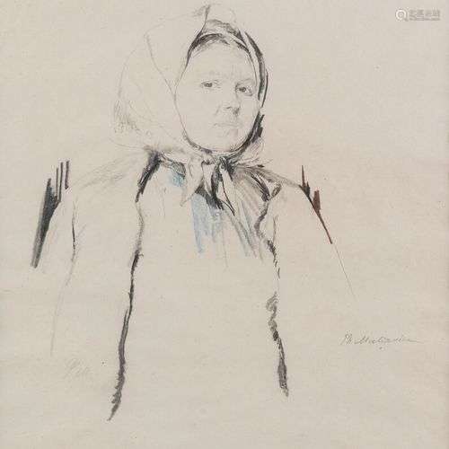 PHILIPPE MALIAVINE (1869-1940) Paysanne russe Dessin et cray...