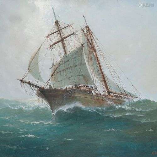 LEON ZEYTLINE (1885-1962) Marine Huile sur panneau d'isorel ...