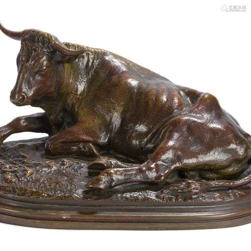 FIGURE DE VACHE EN BRONZE A PATINE BRUNE signé Rosa B. (pour...