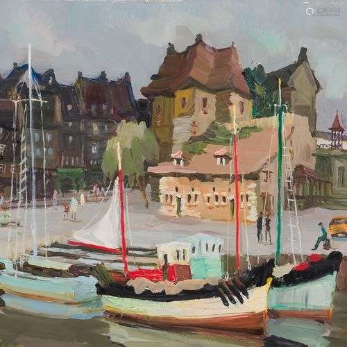 PIERRE BOUDET (1915-2011) La lieutenance à Honfleur Huile su...