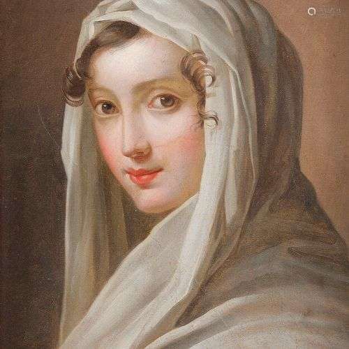 CHARLES PAUL LANDON (1761-1826) Jeune femme au voile Huile s...