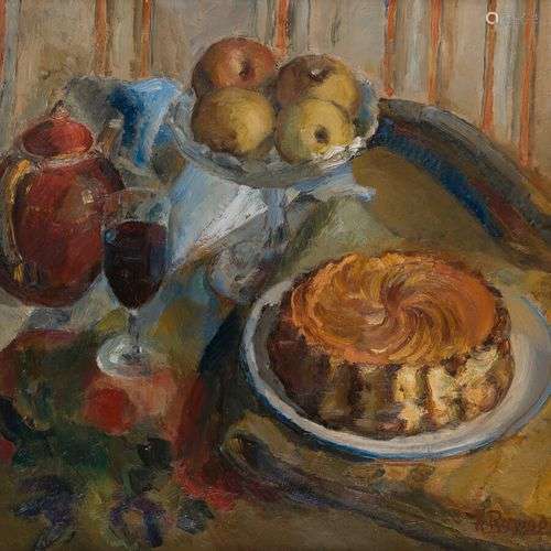 ANDRE RAGEADE (1890-1978) Nature morte aux gâteaux Huile sur...