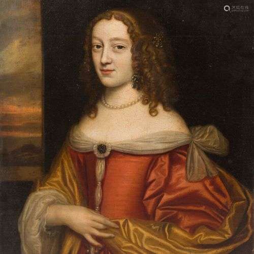 ÉCOLE HOLLANDAISE VERS 1660 Femme à la robe rouge Toile. 81,...