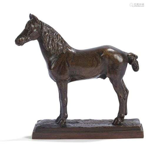 FIGURE DE CHEVAL EN BRONZE PATINE Inscrite Fanfan étalon per...