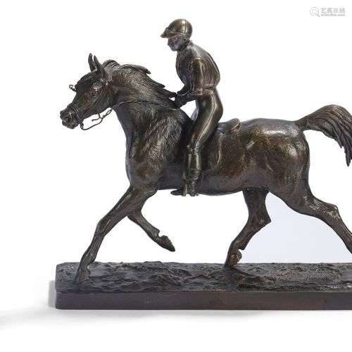 FIGURE DE JOCKEY EN BRONZE PATINE Signé Fratin et Susse Frèr...