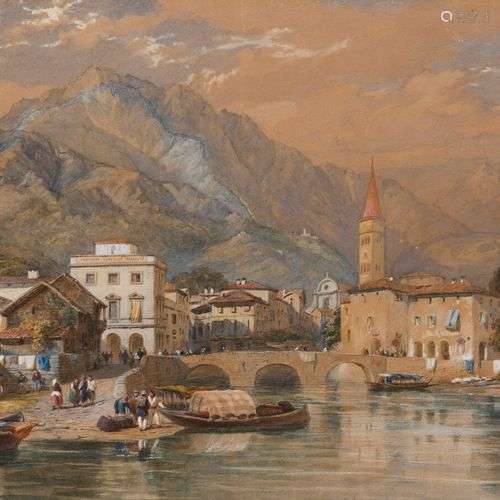 JAMES DUFFIELD HARDING (XIXème) Vue de Lugano Aquarelle et g...