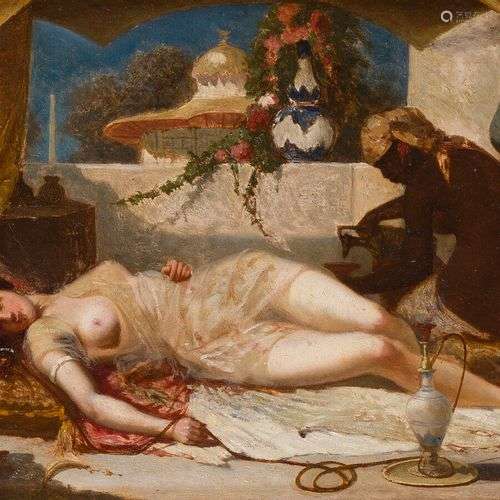 AUGUSTE BOUCHET (1831-1889) Odalisque et sa servante Huile s...