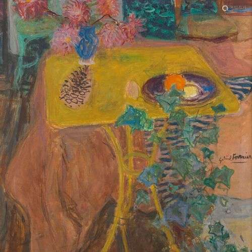 GABRIEL FOURNIER (1893-1963) La table de jardin et le lierre...