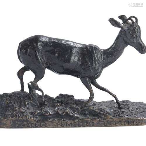 FIGURE DE GAZELLE EN BRONZE PATINE Inscrite Gazelle femelle ...