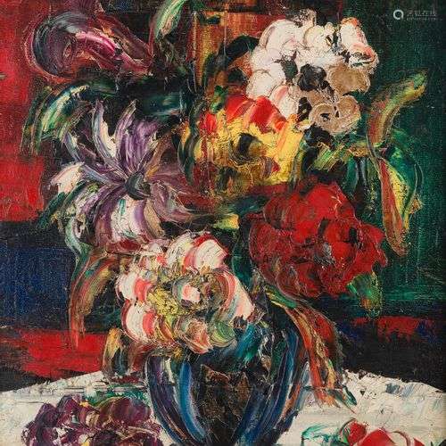 HENRI D'ANTY (1910-1998) Bouquet de fleurs, 1962 Huile sur t...