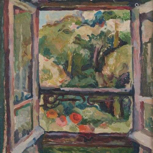 ROBERT FRANCOLIN (1899-1974) Fenêtre ouverte sur le jardin H...