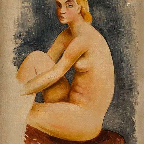 MOISE KISLING (1891-1953) Petit nu assis, 1932 Huile sur toi...