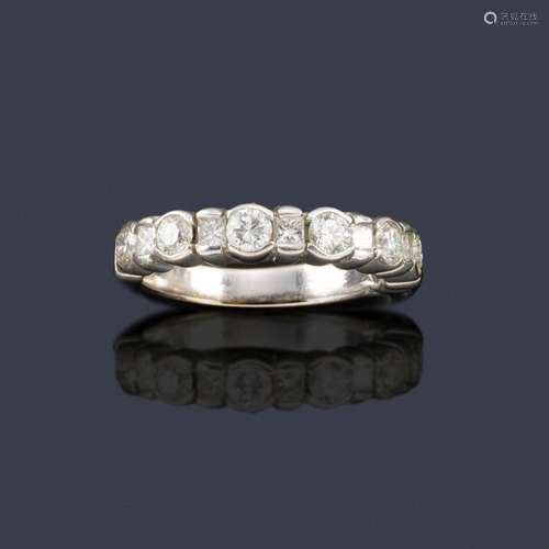 Half wedding band with brilliant and princess cut …