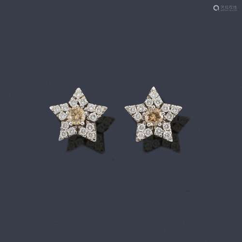 Short star-shaped earrings with colorless and 'bro…