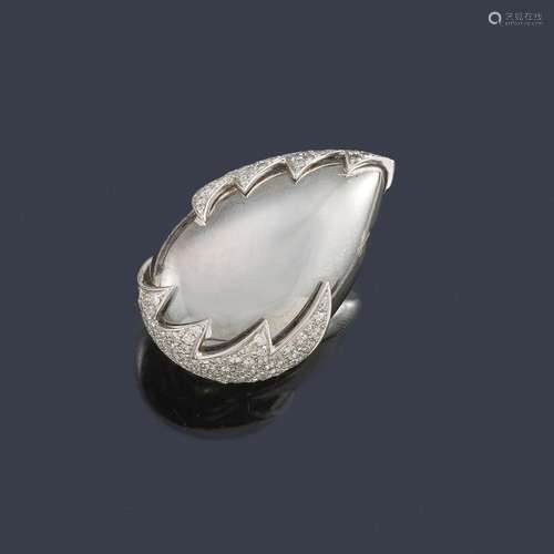 Ring with central motif in the shape of a drop wit…