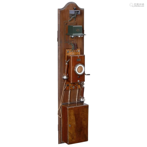 Bavarian Wall-mounted Telephone Station by Reiner, 1892