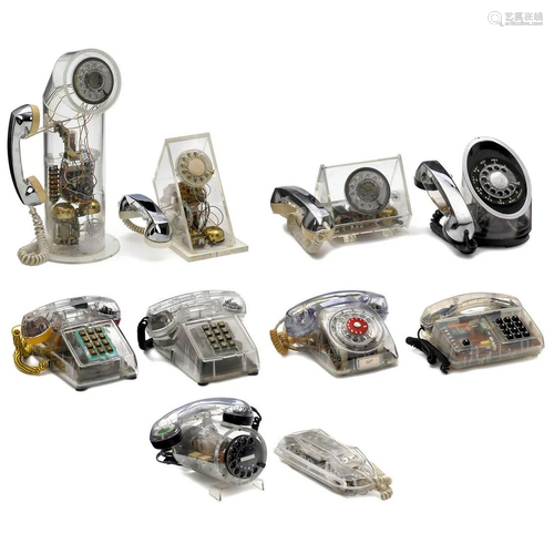 Ten Telephones in Transparent Cases