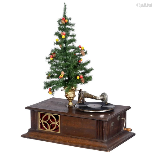 Gramophone with Revolving Christmas Tree Stand, c.